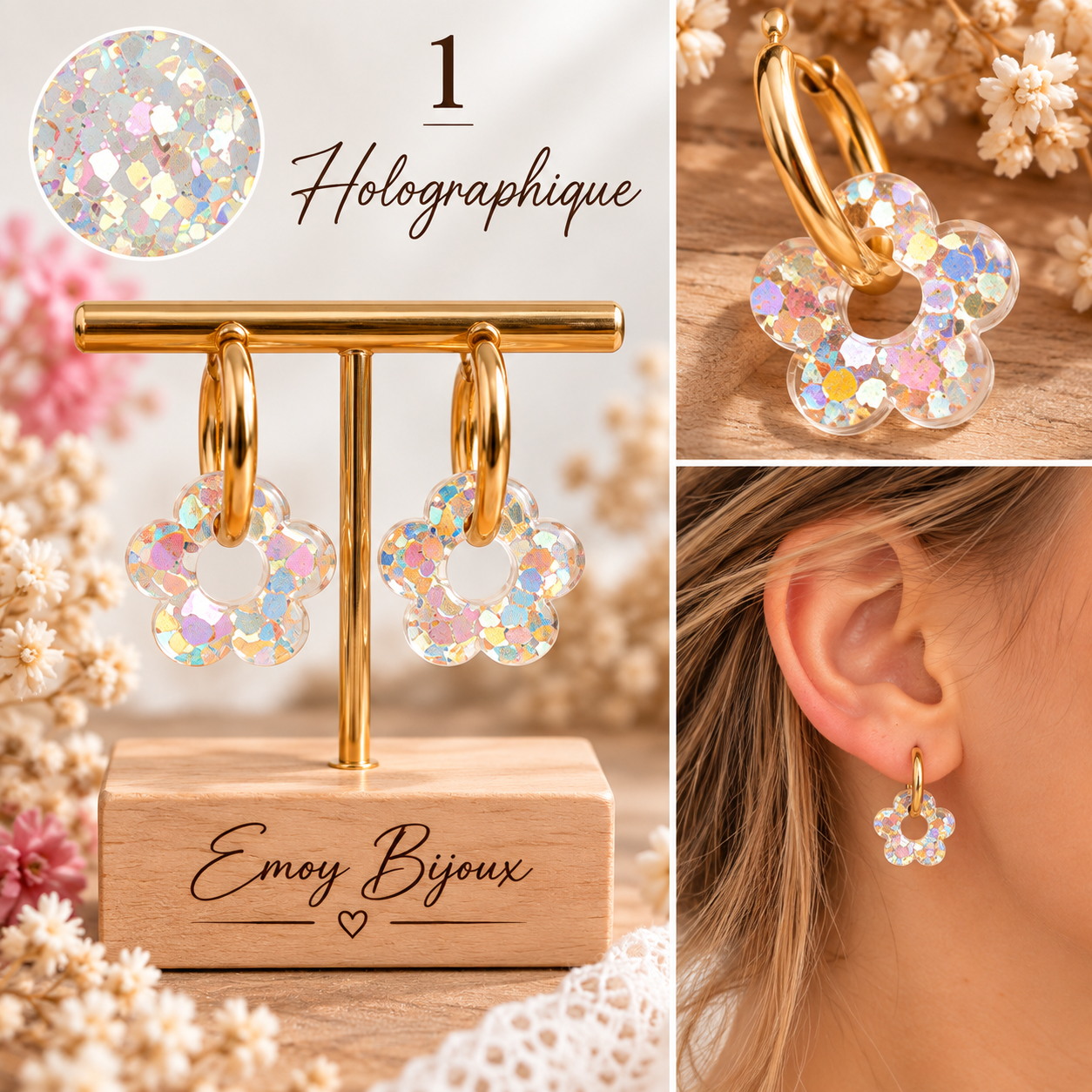 Emoy Bijoux Collection Flower paillettes 1