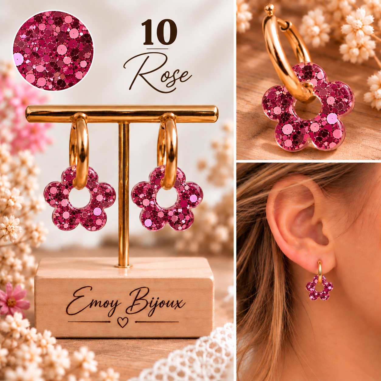 Emoy Bijoux Collection Flower paillettes 10