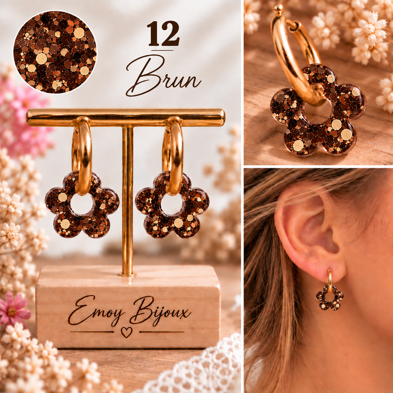 Emoy Bijoux Collection Flower paillettes 12