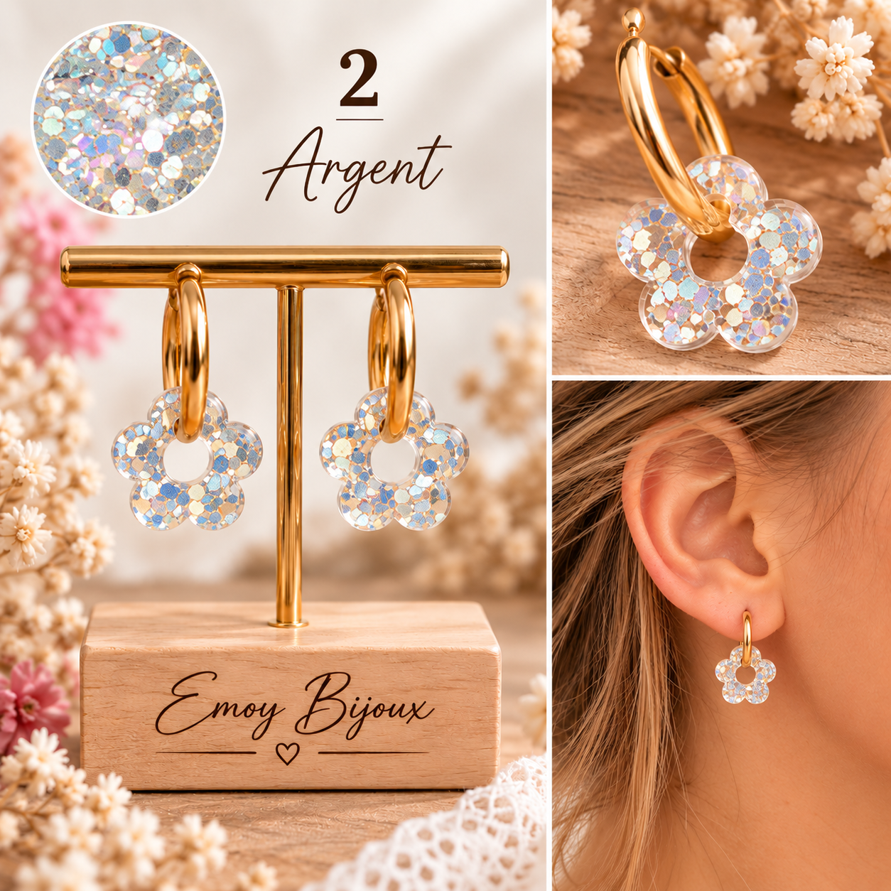 Emoy Bijoux Collection Flower paillettes 2