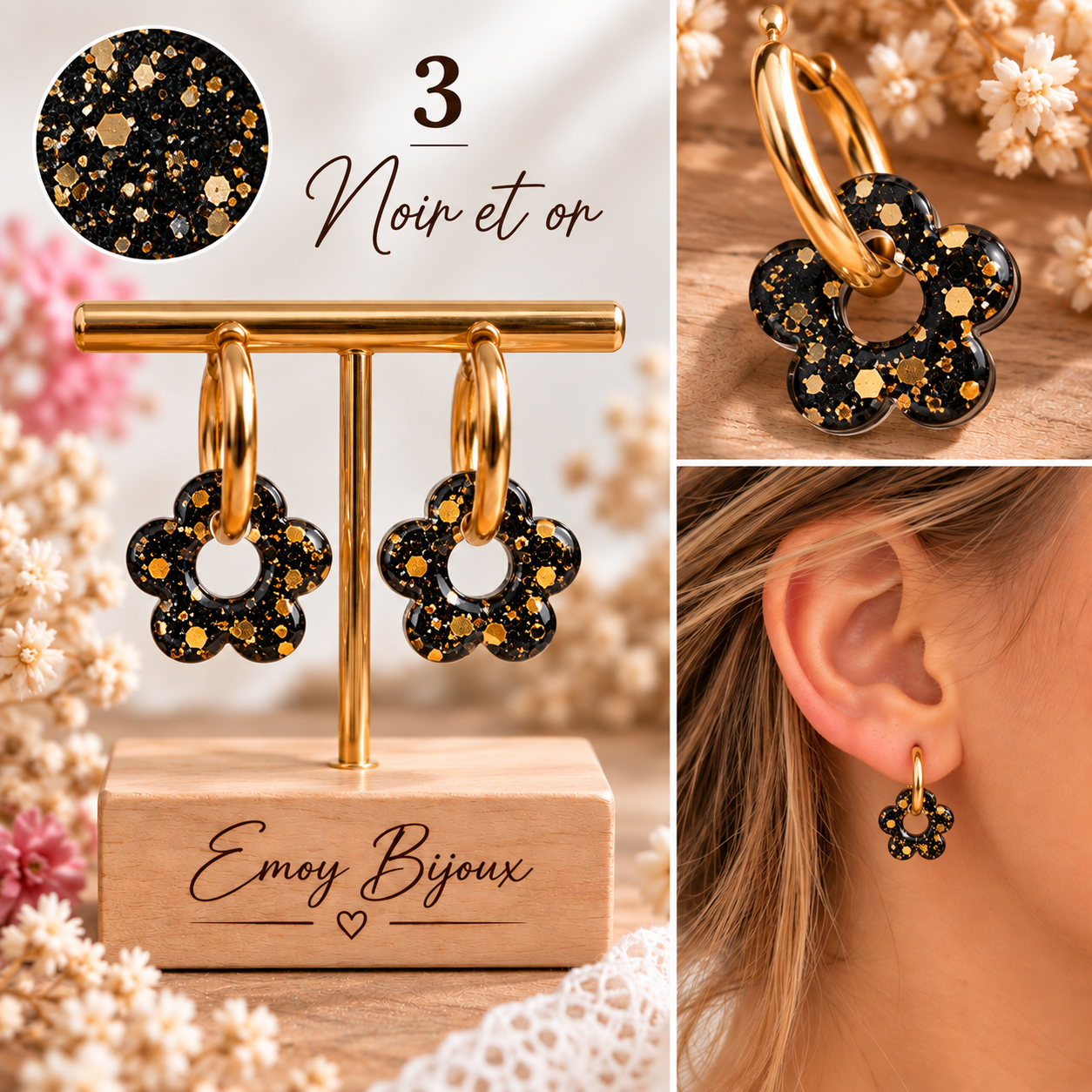 Emoy Bijoux Collection Flower paillettes 3