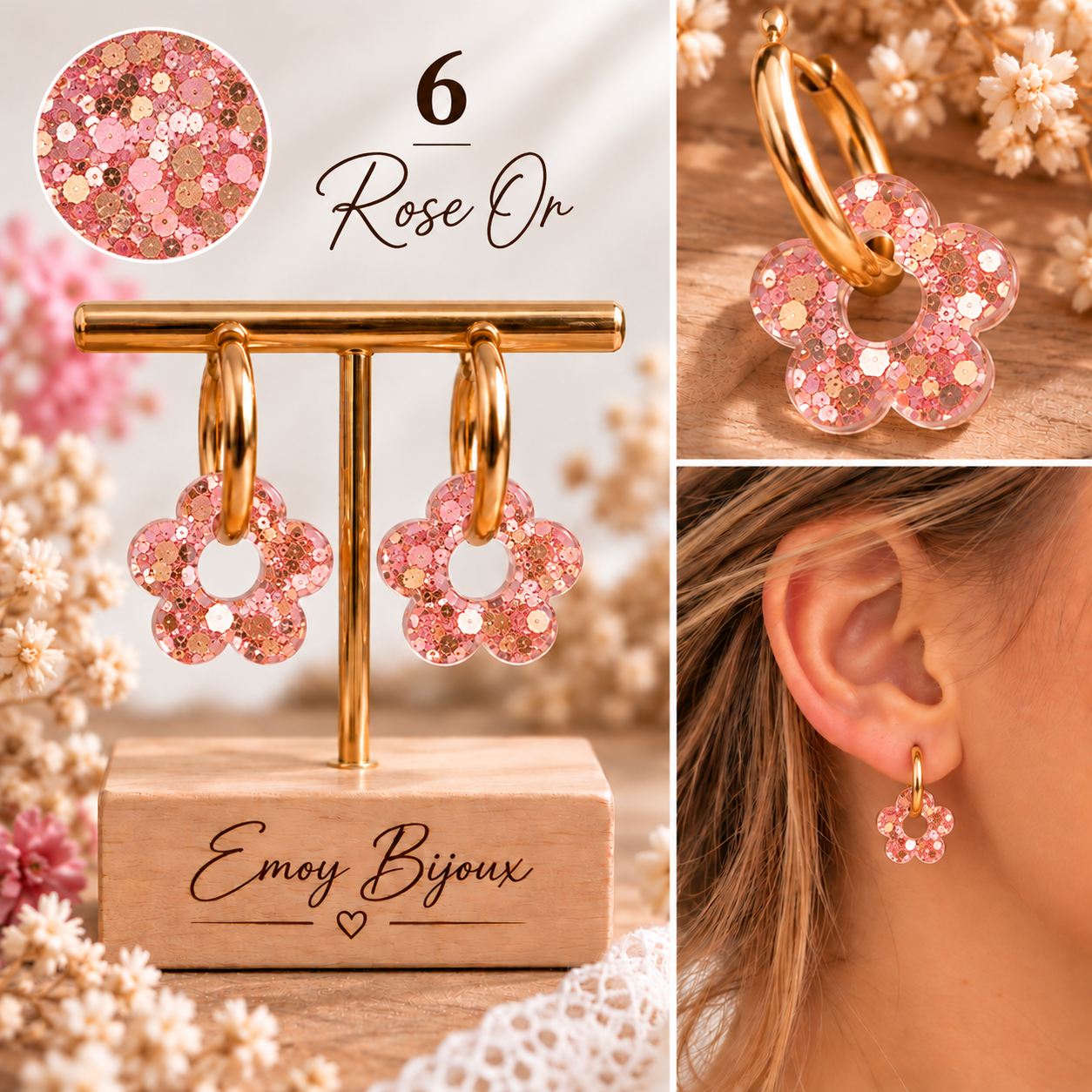 Emoy Bijoux Collection Flower paillettes 6