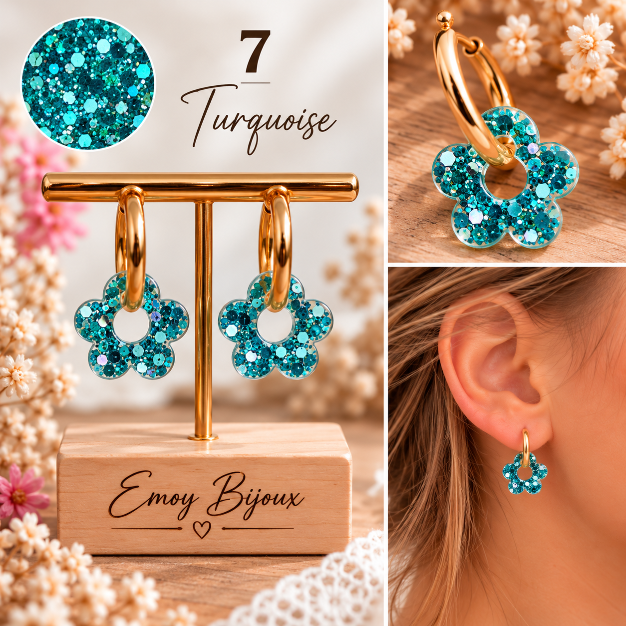 Emoy Bijoux Collection Flower paillettes 7