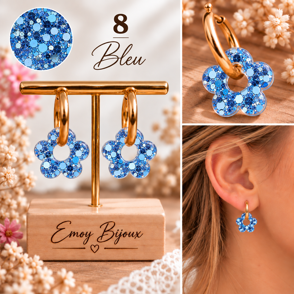 Emoy Bijoux Collection Flower paillettes 8