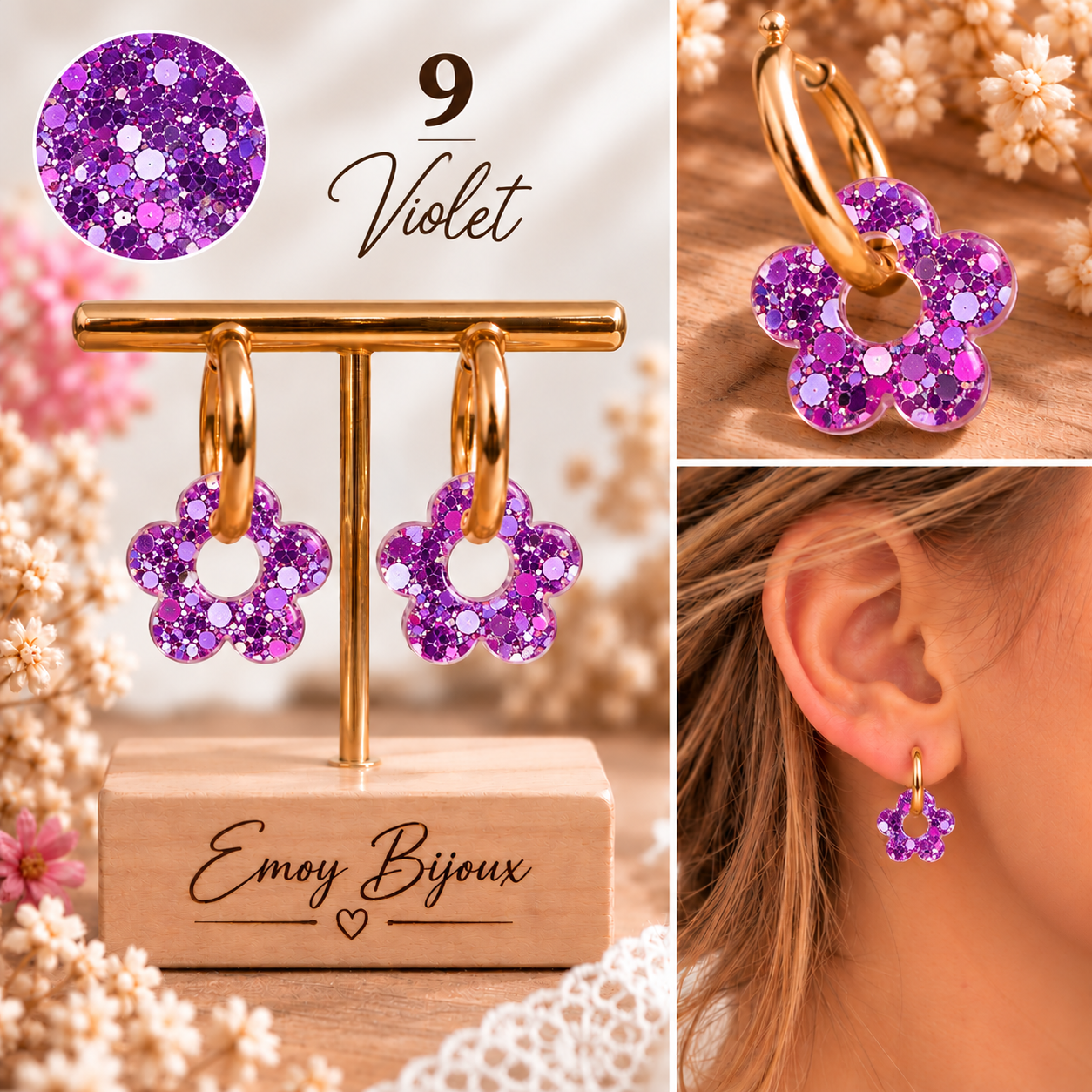 Emoy Bijoux Collection Flower paillettes 9
