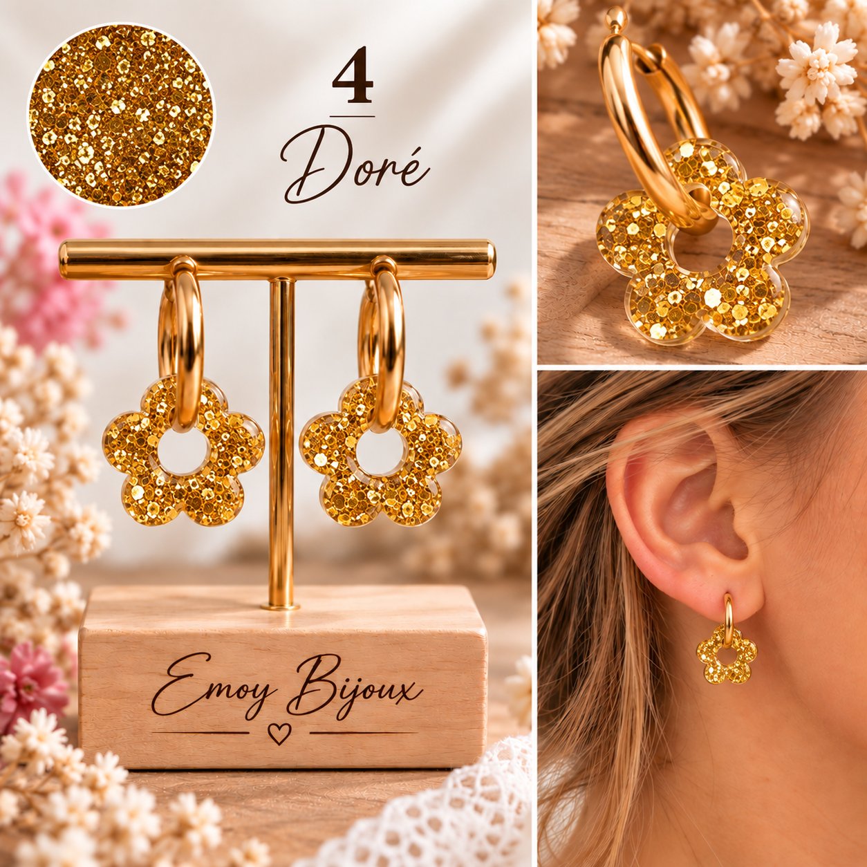 Emoy Bijoux Collection flower paillettes 4