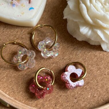 Boucles d'oreilles pampilles "Flowers" interchangeables