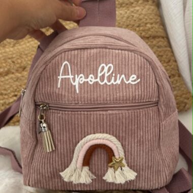 Sac à Dos Velours Personnalisé couleur Vieux Rose