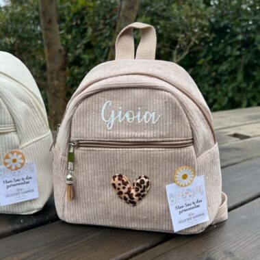 Sac à Dos Velours Personnalisé couleur Gris Taupe