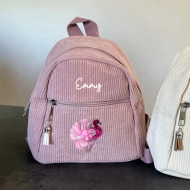 Sac à Dos Velours Personnalisé couleur Vieux Rose