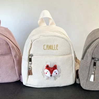 Sac à Dos Velours Personnalisé couleur Ivoire