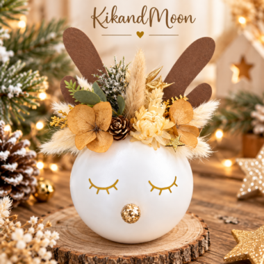 Boule de Noël Renne Bois Marron Personnalisée