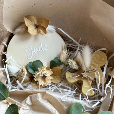 Coffret Fondant parfumé et magnet fleurs séchées Naturel blanc vert