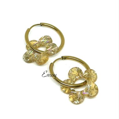 Boucles d'oreilles créoles Flower filaments dorés (2)