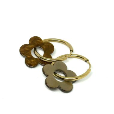 Boucles d'oreilles créoles Flower Terre nacrée (47)