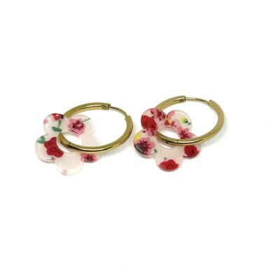 Boucles d'oreilles créoles Flower Imprimé Fleurs (11)