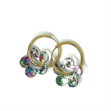 16- Boucles d'oreilles créoles Fleur Paillettes etoile multicolor (16)