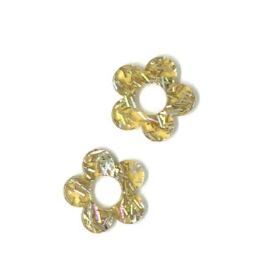 2 Fleurs pour Boucles d'oreilles créoles Paillettes or ou argent