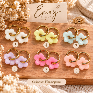 Créoles "Flower Pastel", interchangeables