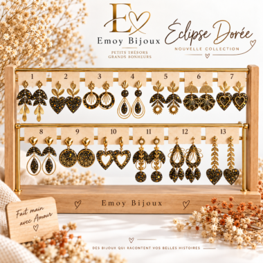 Collection "Eclipse dorée" Boucles d'oreilles