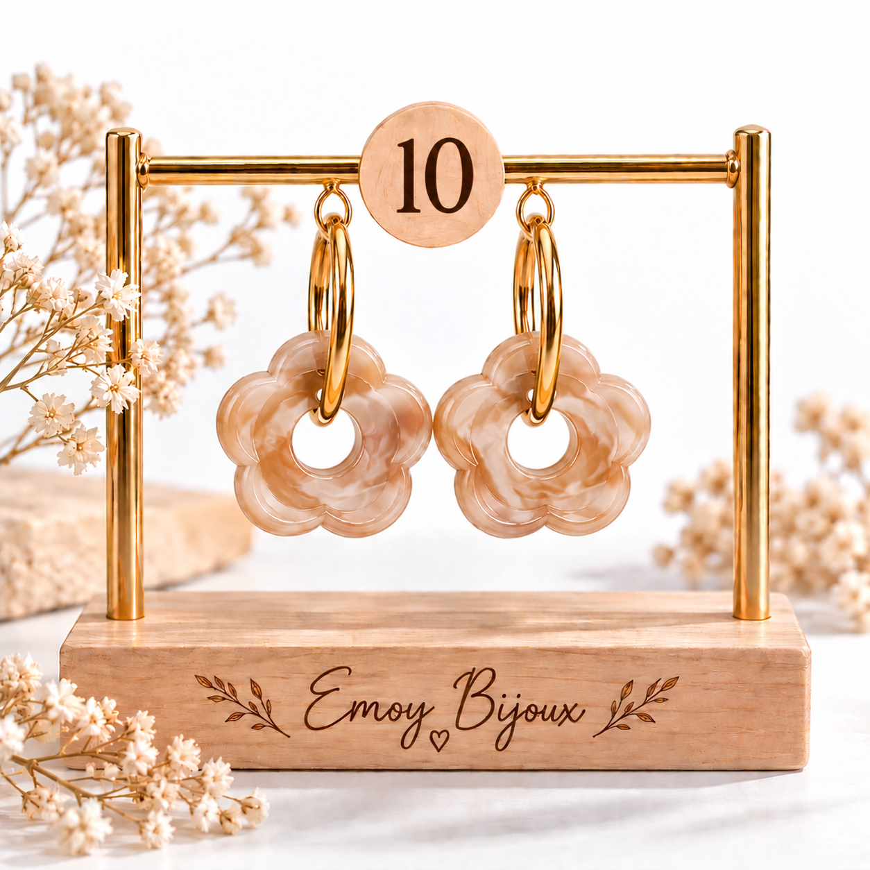 Emoy bijoux Flower marbre Numero 10