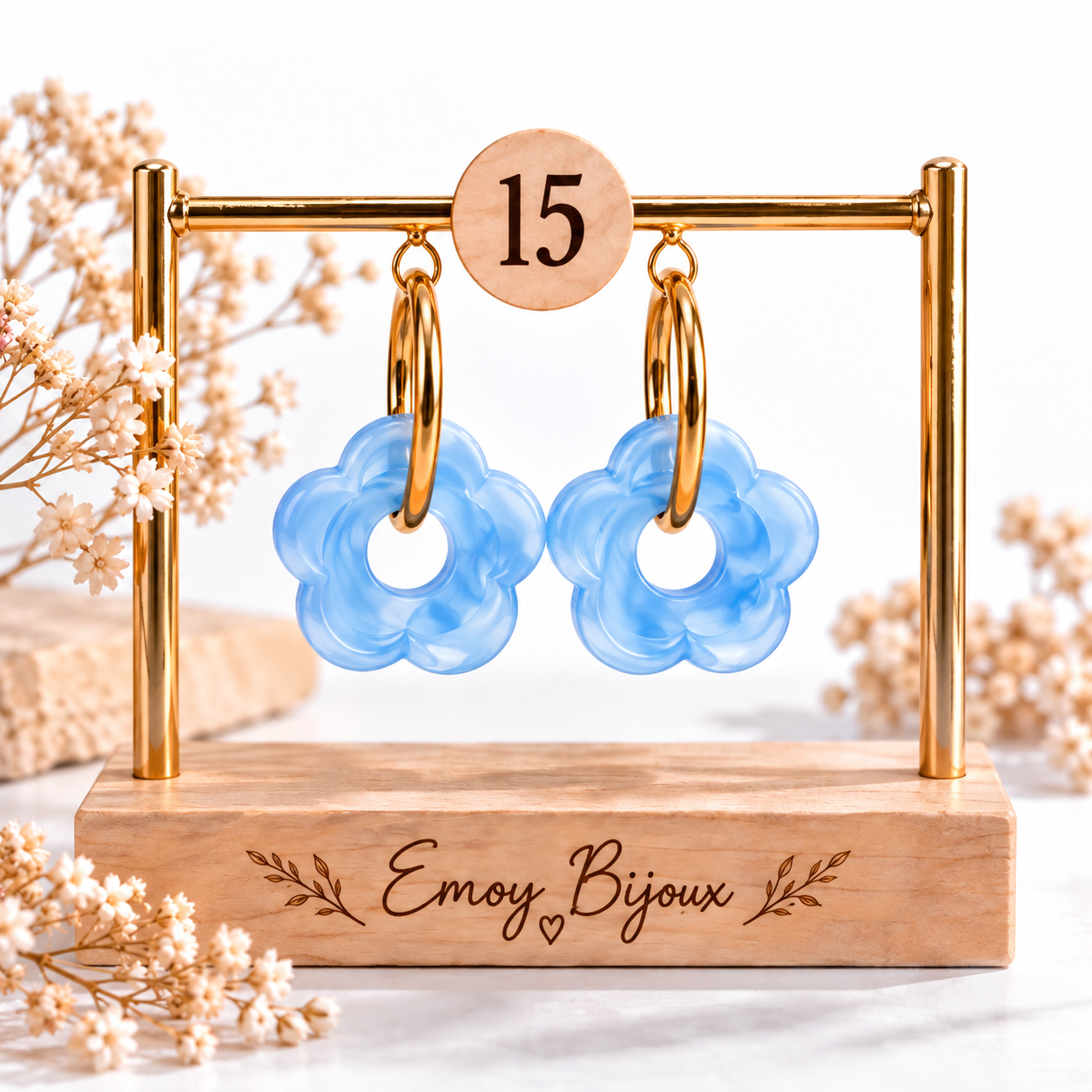 Emoy bijoux Flower marbre Numero 15
