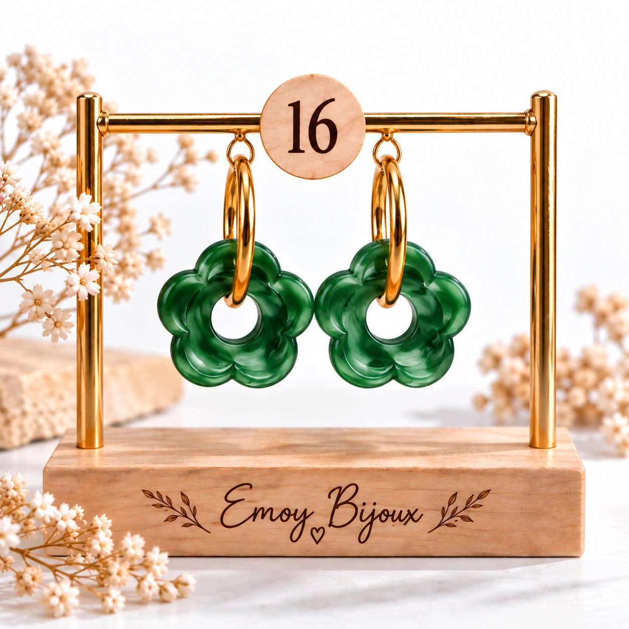 Emoy bijoux Flower marbre Numero 16