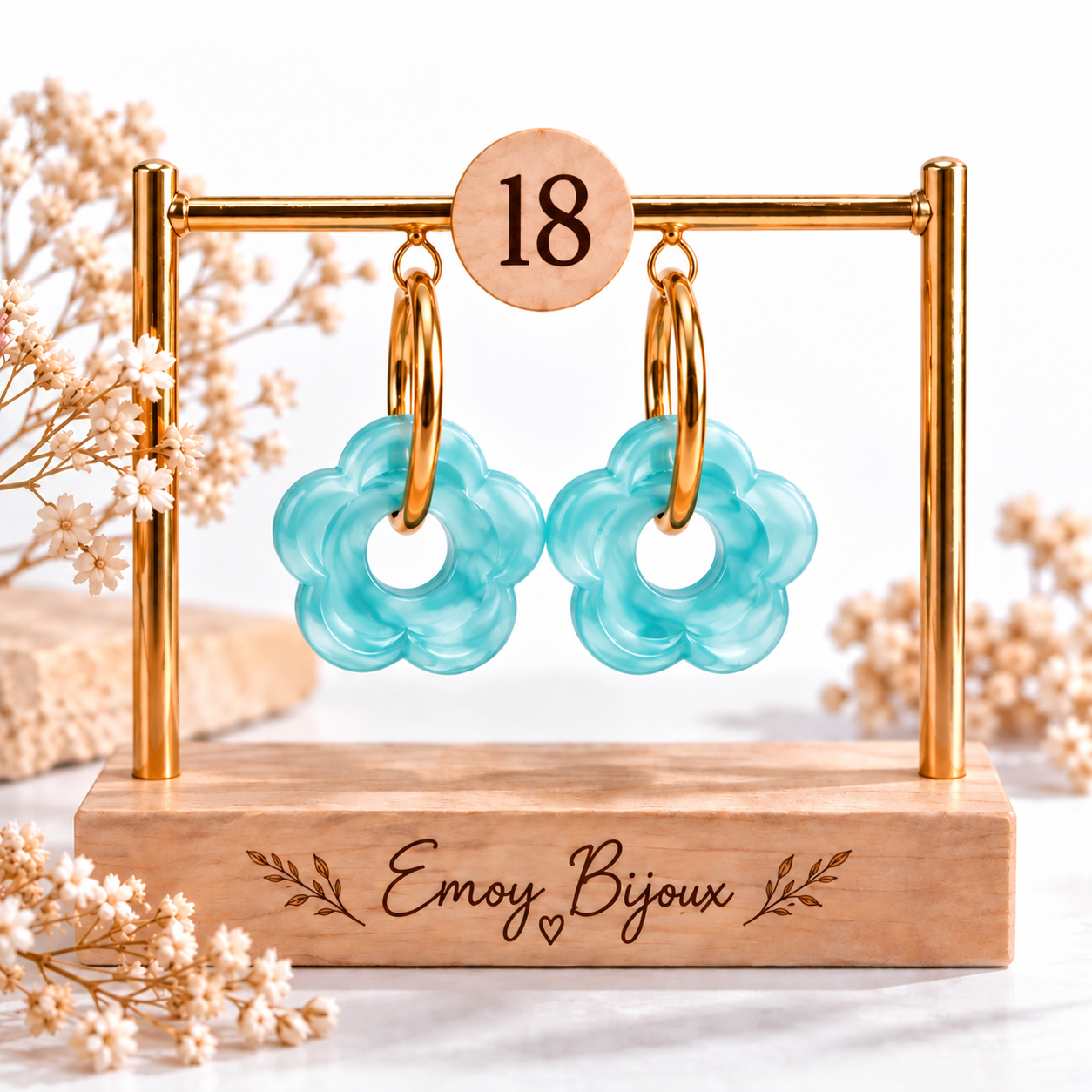 Emoy bijoux Flower marbre Numero 18