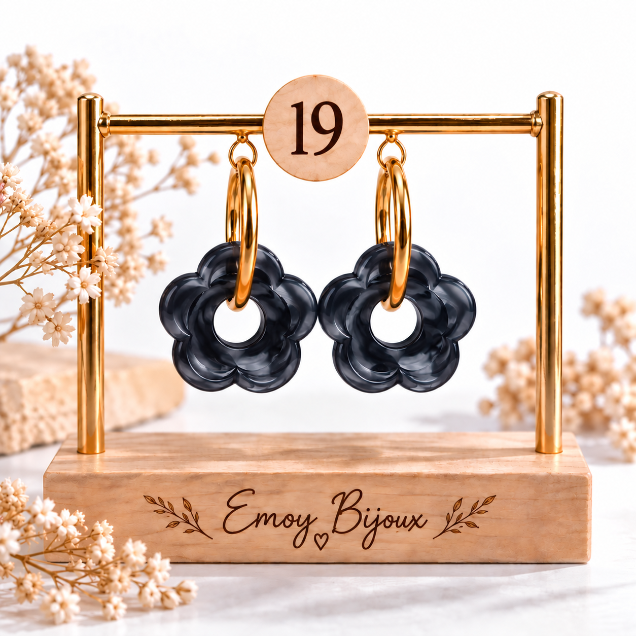 Emoy bijoux Flower marbre Numero 19