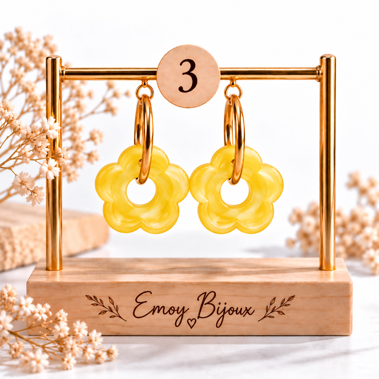 Emoy bijoux Flower marbre Numero 3