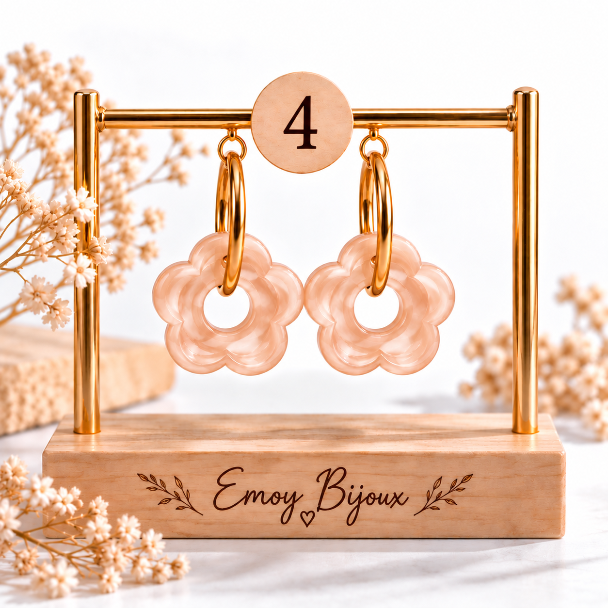 Emoy bijoux Flower marbre Numero 4