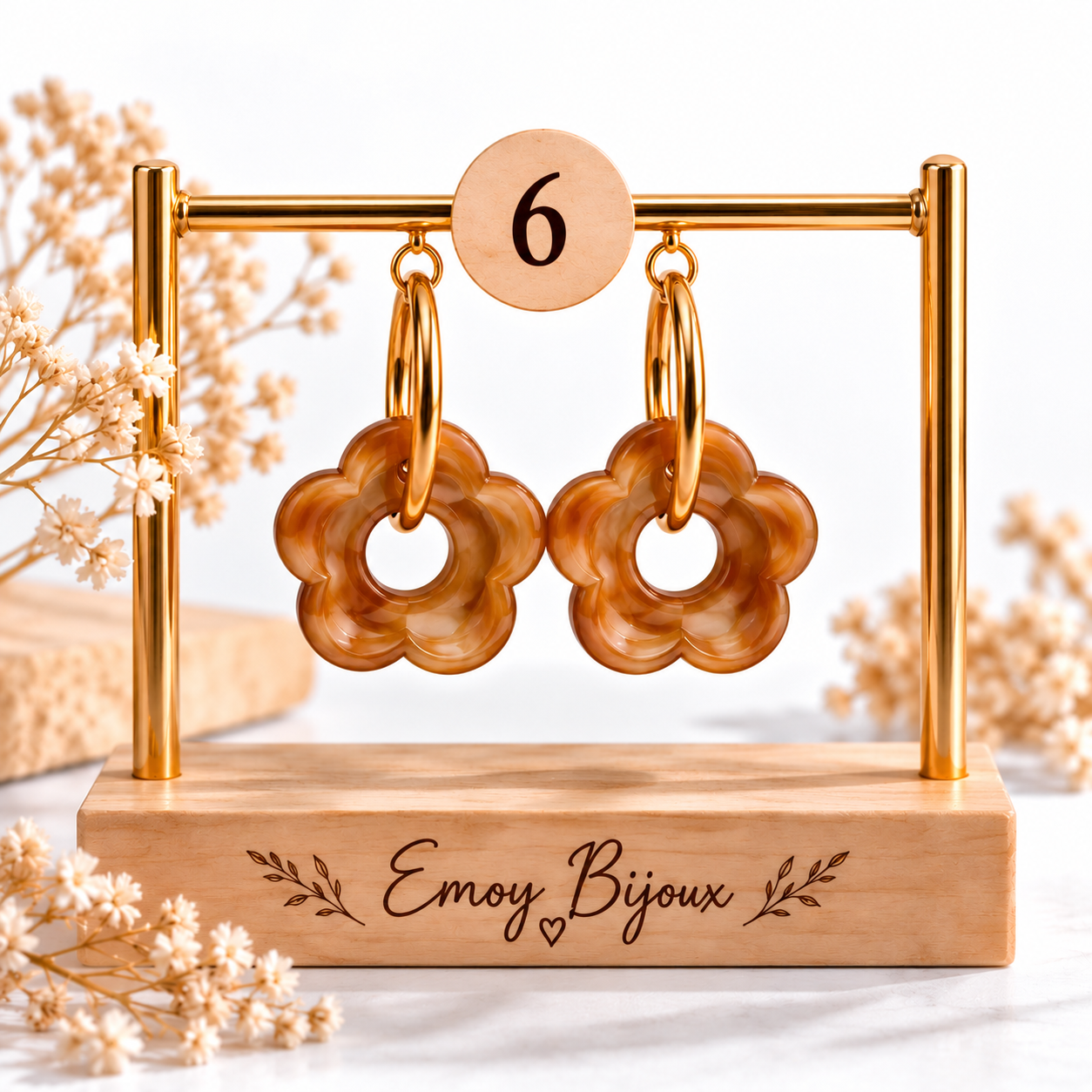 Emoy bijoux Flower marbre Numero 6