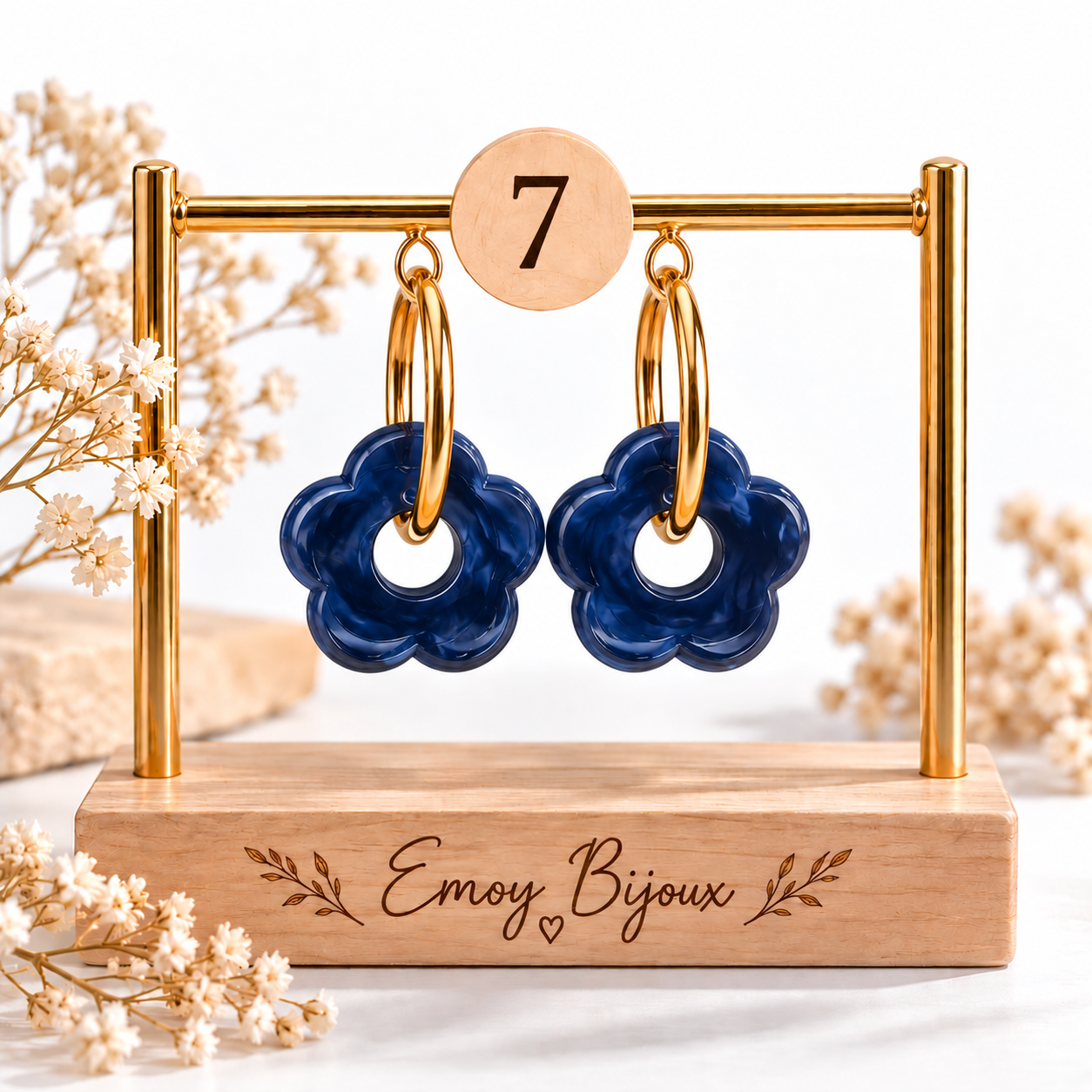 Emoy bijoux Flower marbre Numero 7