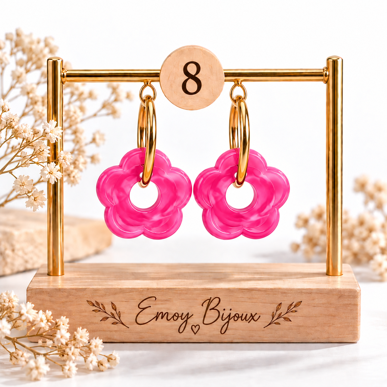 Emoy bijoux Flower marbre Numero 8
