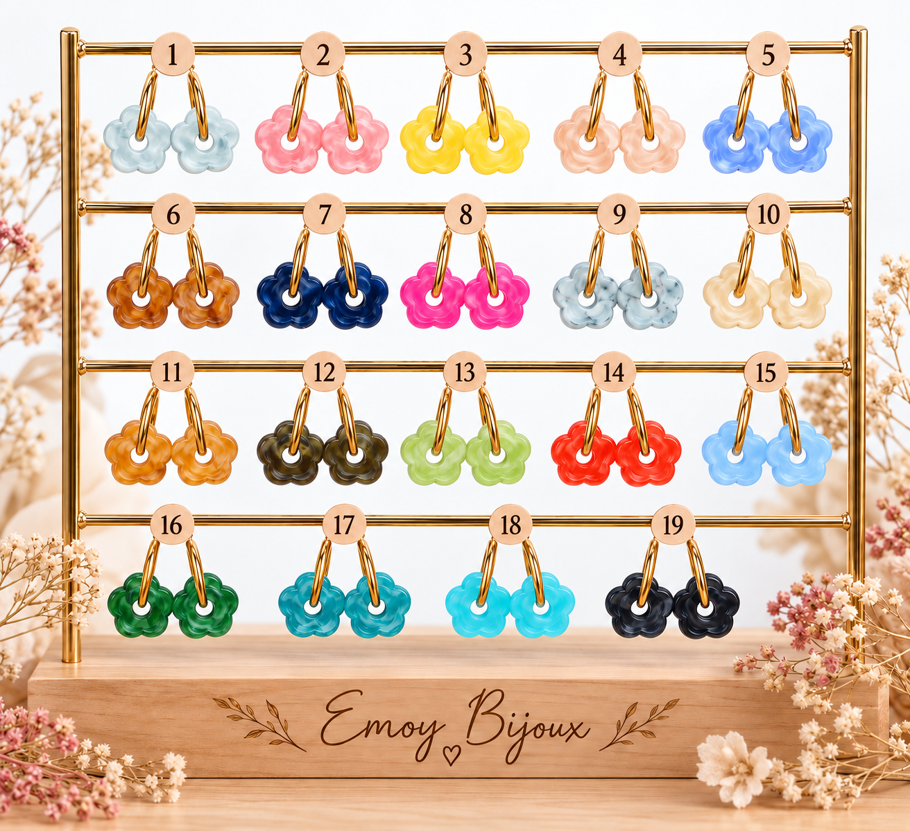 Emoy bijoux collection complete flower marbre