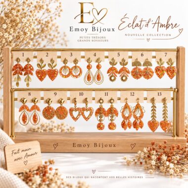 Collection "Eclat d'Ambre" Boucles d'oreilles