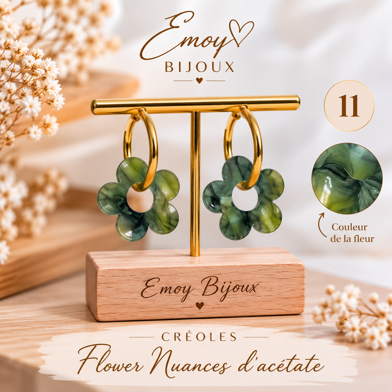 Boucles Flower Nuances d’Acétate Emoy bijoux