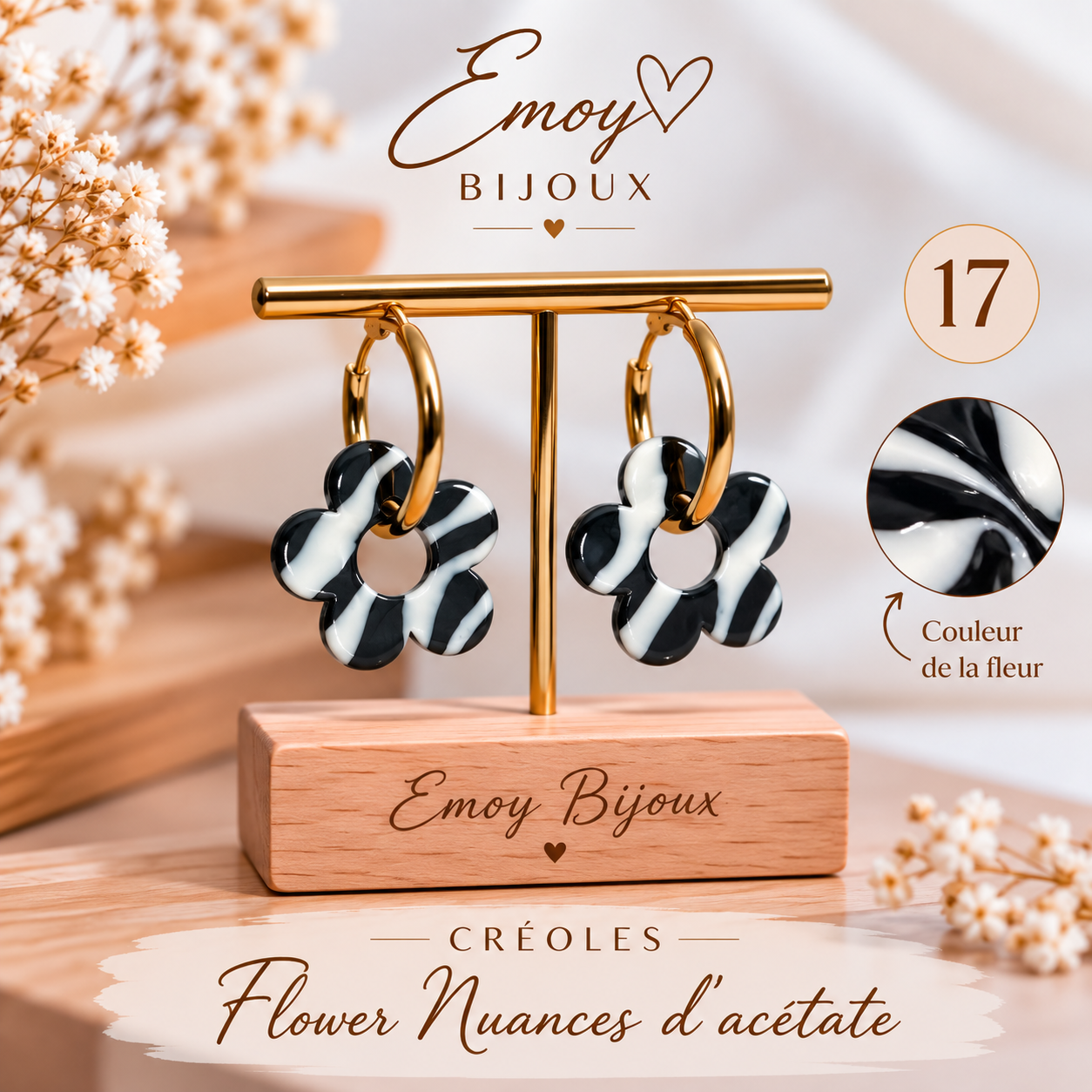 Boucles Flower Nuances d’acétate (3) Emoy bijoux