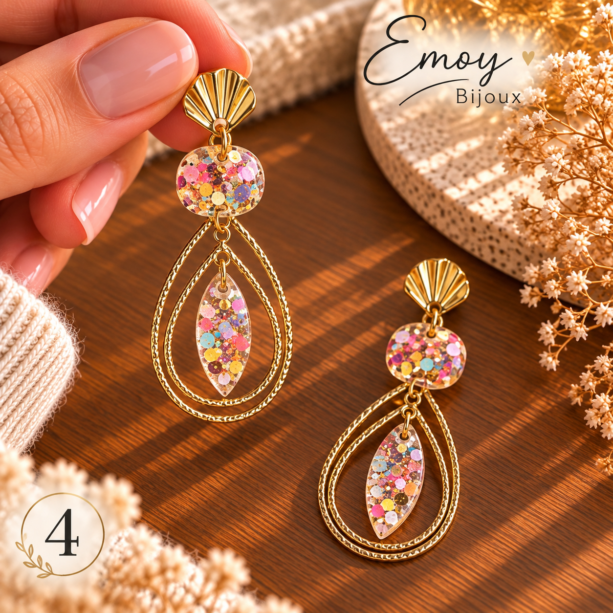 Boucles d’oreilles Éclat Confetti Emoy Bijoux