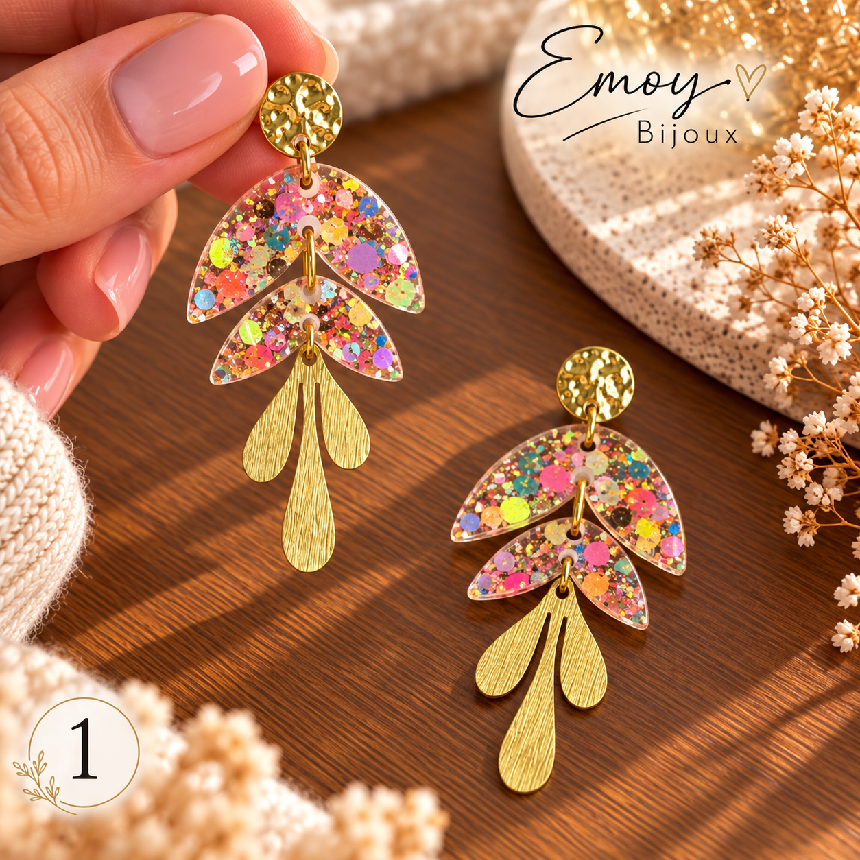 Boucles d’oreilles confettis Emoy Bijoux
