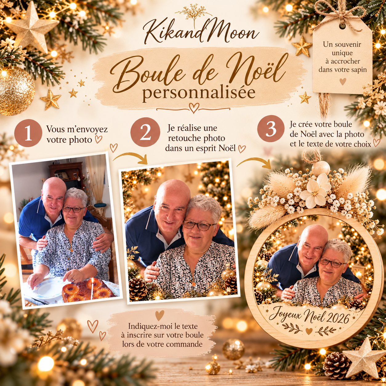 Boule de Noël personnalisée KikandMoon