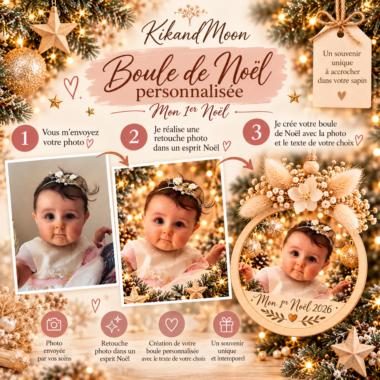 Boule de Noël Mon 1er Noël personnalisée, photo, Ornement de Sapin de Noël, Noël 2026