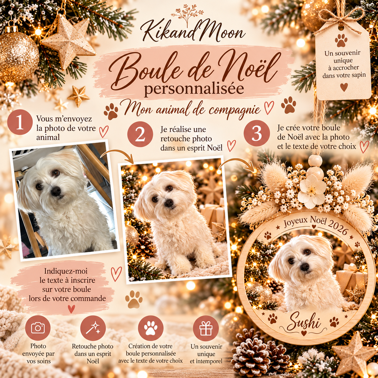 Boule de Noël personnalisée pour animaux