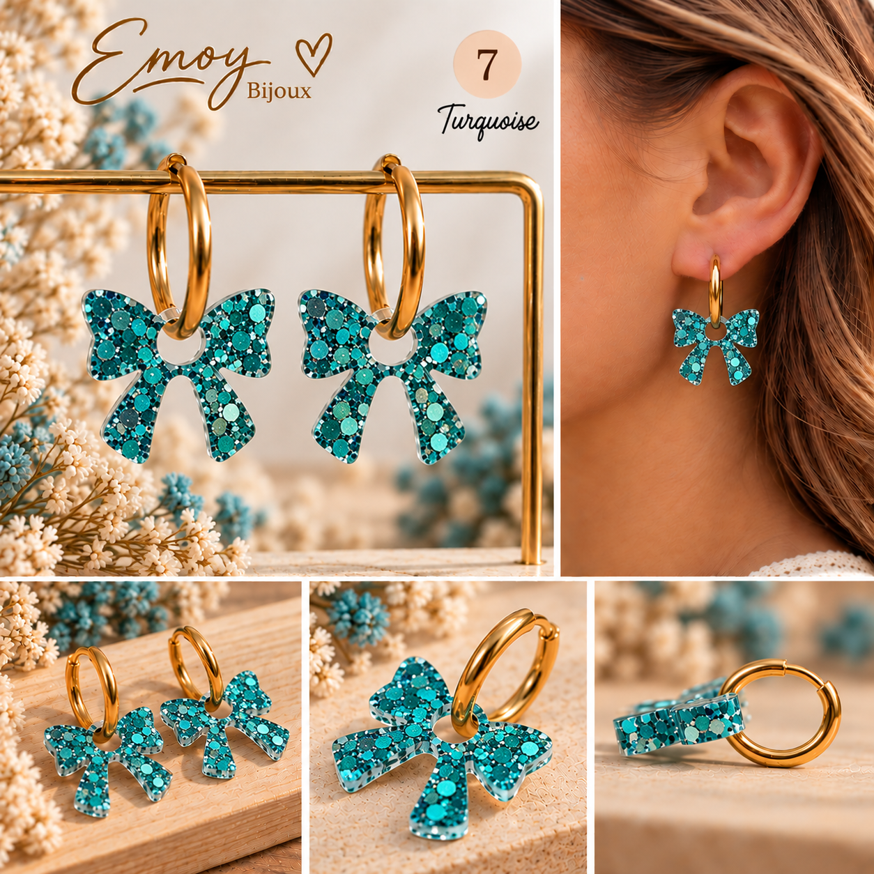 Collage bijoux turquoise scintillants