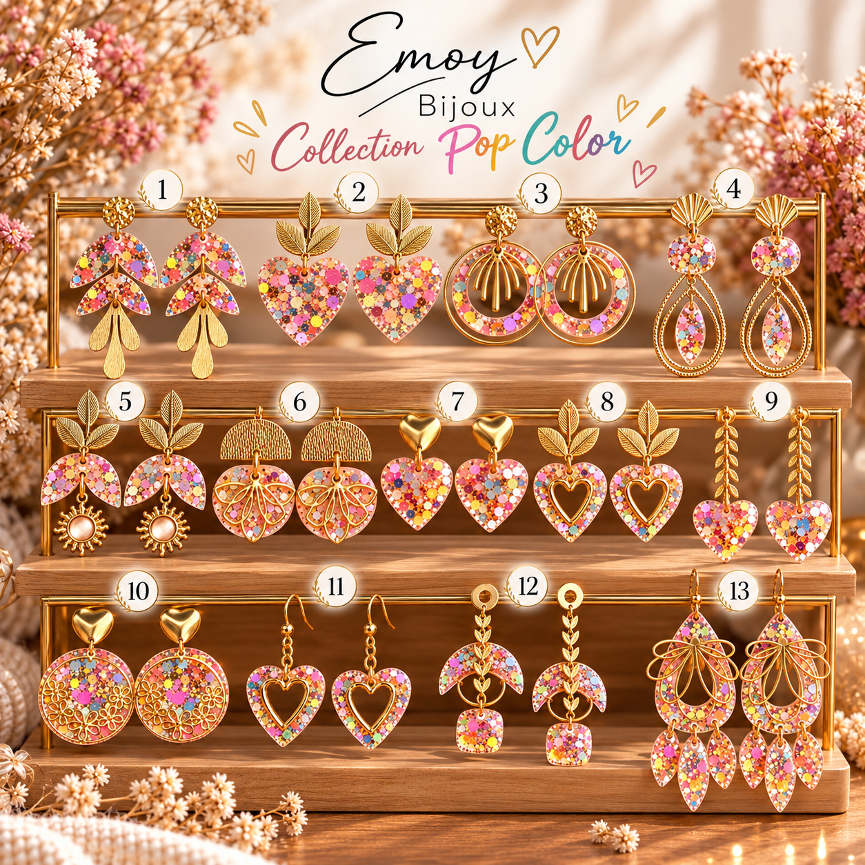 Collection Pop Color _ présentoir de bijoux scintillants