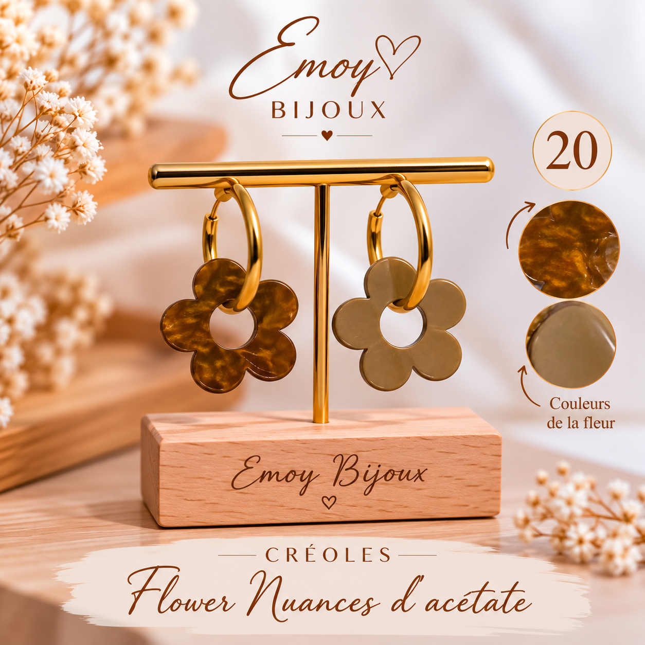 Créoles Flower Nuances d’Acétate 20 Emoy bijoux
