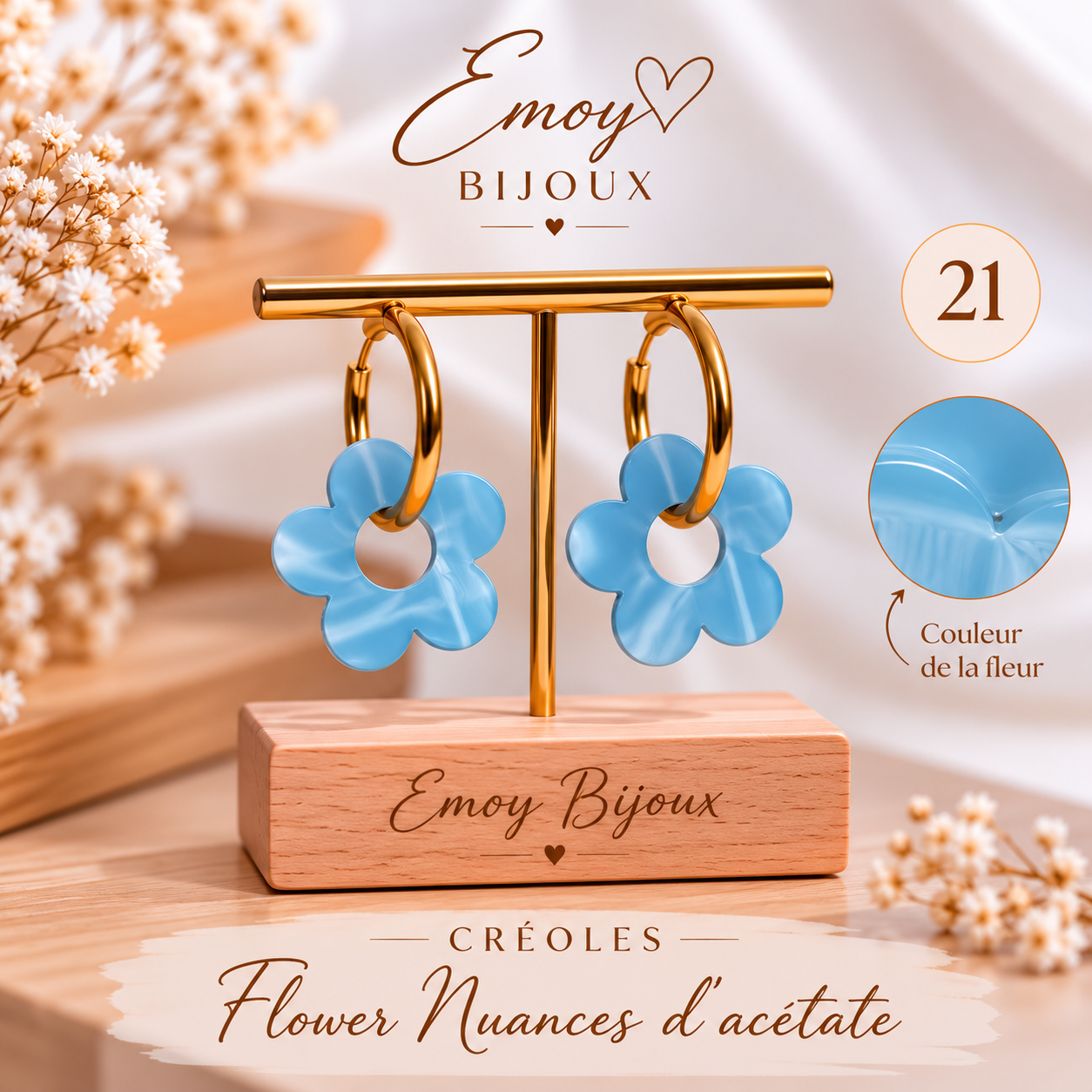 Créoles Flower Nuances d’Acétate 21 Emoy bijoux