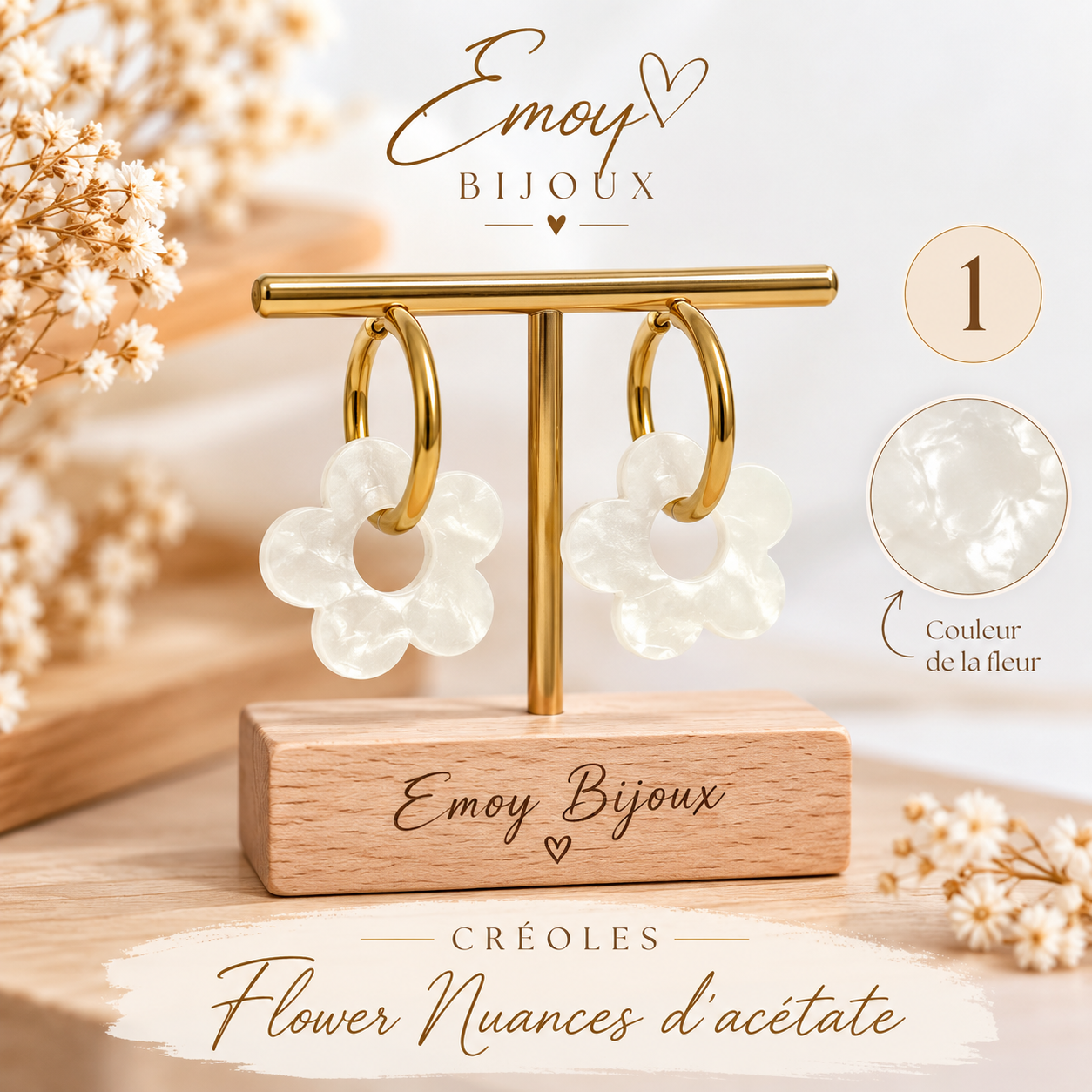 Élégance florale des créoles Flower Nuances 1 Emoy bijoux