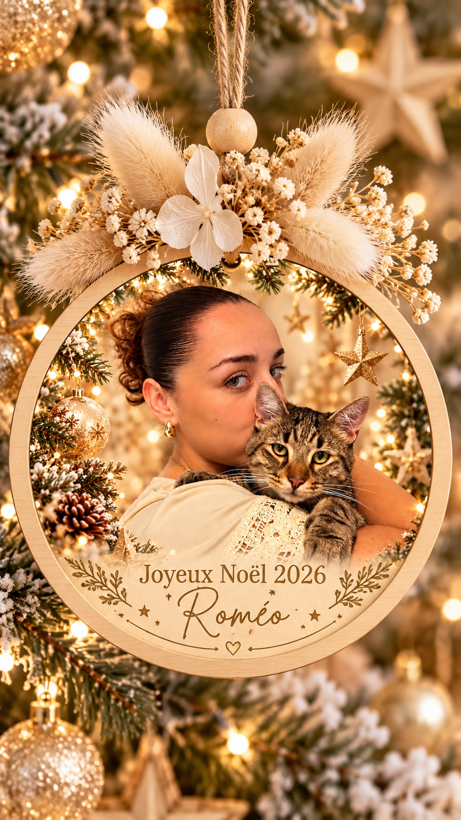 Ornement de Noël avec Roméo et son amie