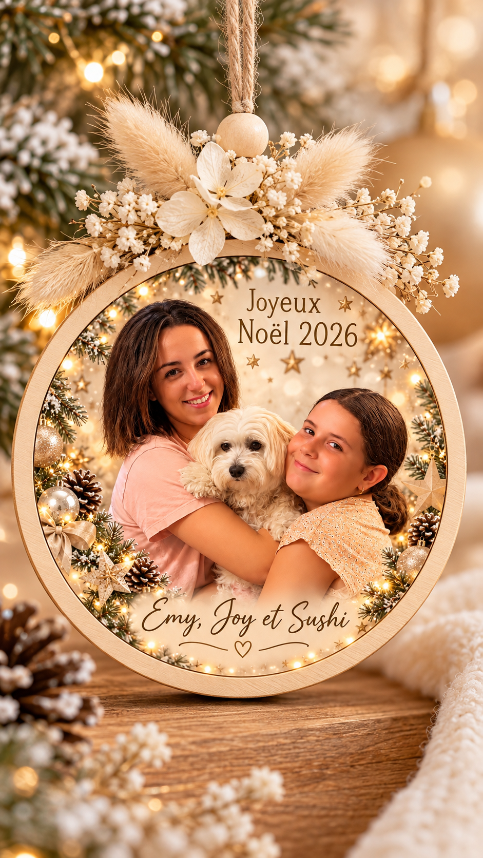 Ornement de Noël familial personnalisé